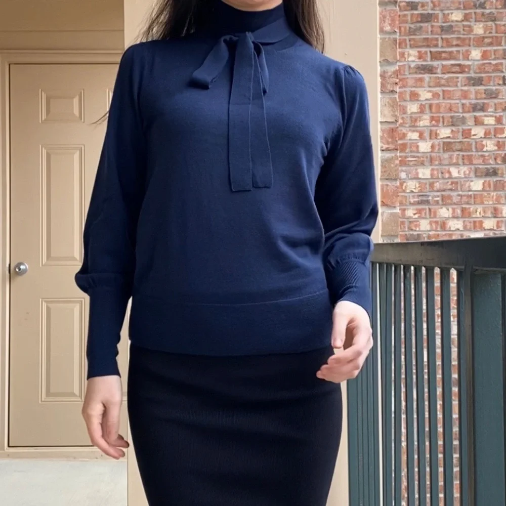J.Crew tie-neck merino wool turtleneck sweater XS